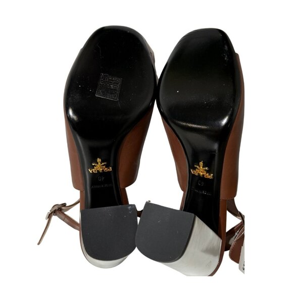 Prada Brown Leather Open Toe Ankle Boots 41 - Picture 4 of 4